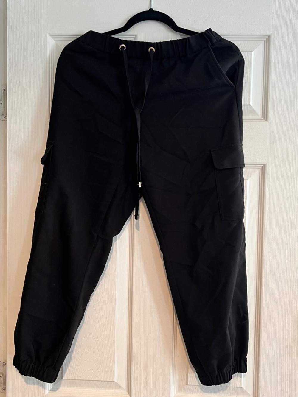 Calvin Klein Black Cargo Jogger Pants - Drawstring & Cuffed Ankles